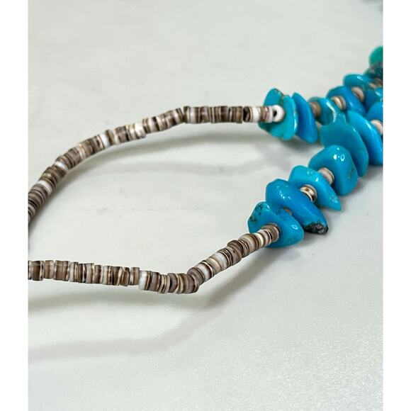 Vintage Native American Navajo Graduated Turquoise and Heishi Bead Necklace 24” - Picture 8 of 15